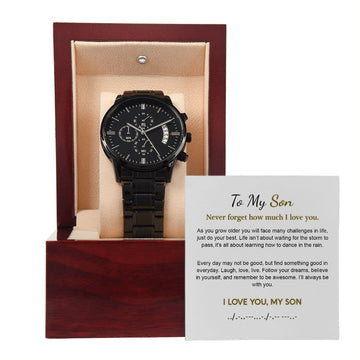 Son Remember To Be Awesome, Black Chronograph Watch, Gift for Son from Parents