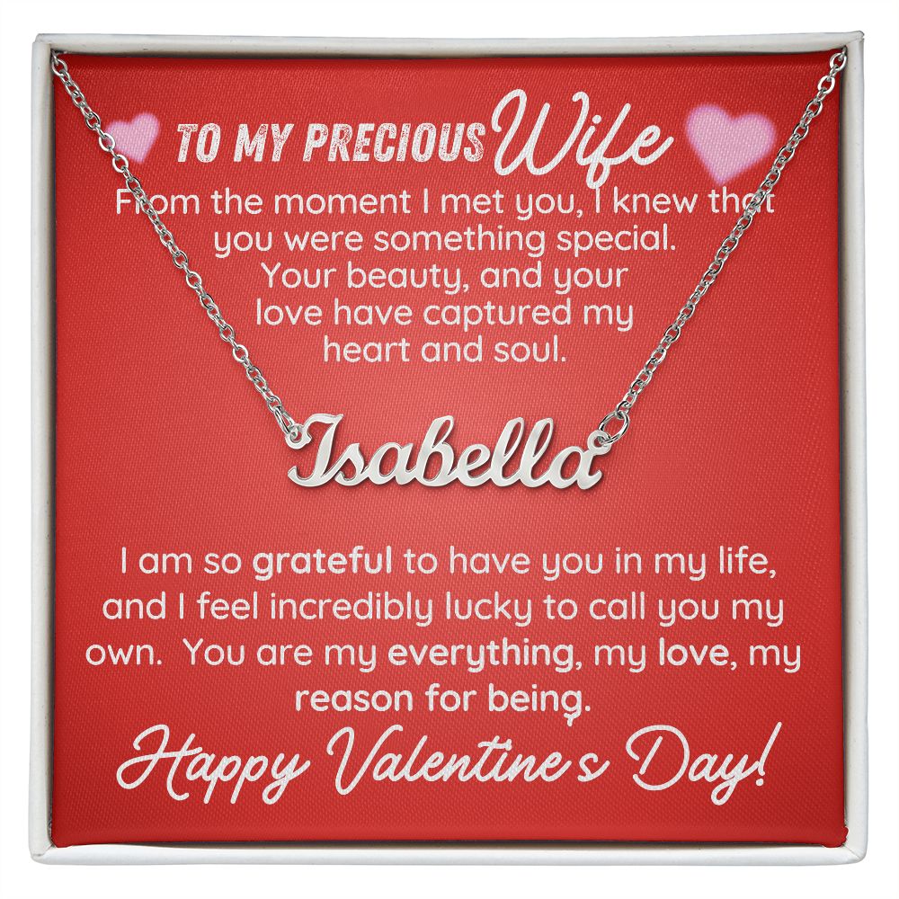 To My Precious Wife | The Moment I Met You | Custom Name Necklace | Valentine's Day Gifts