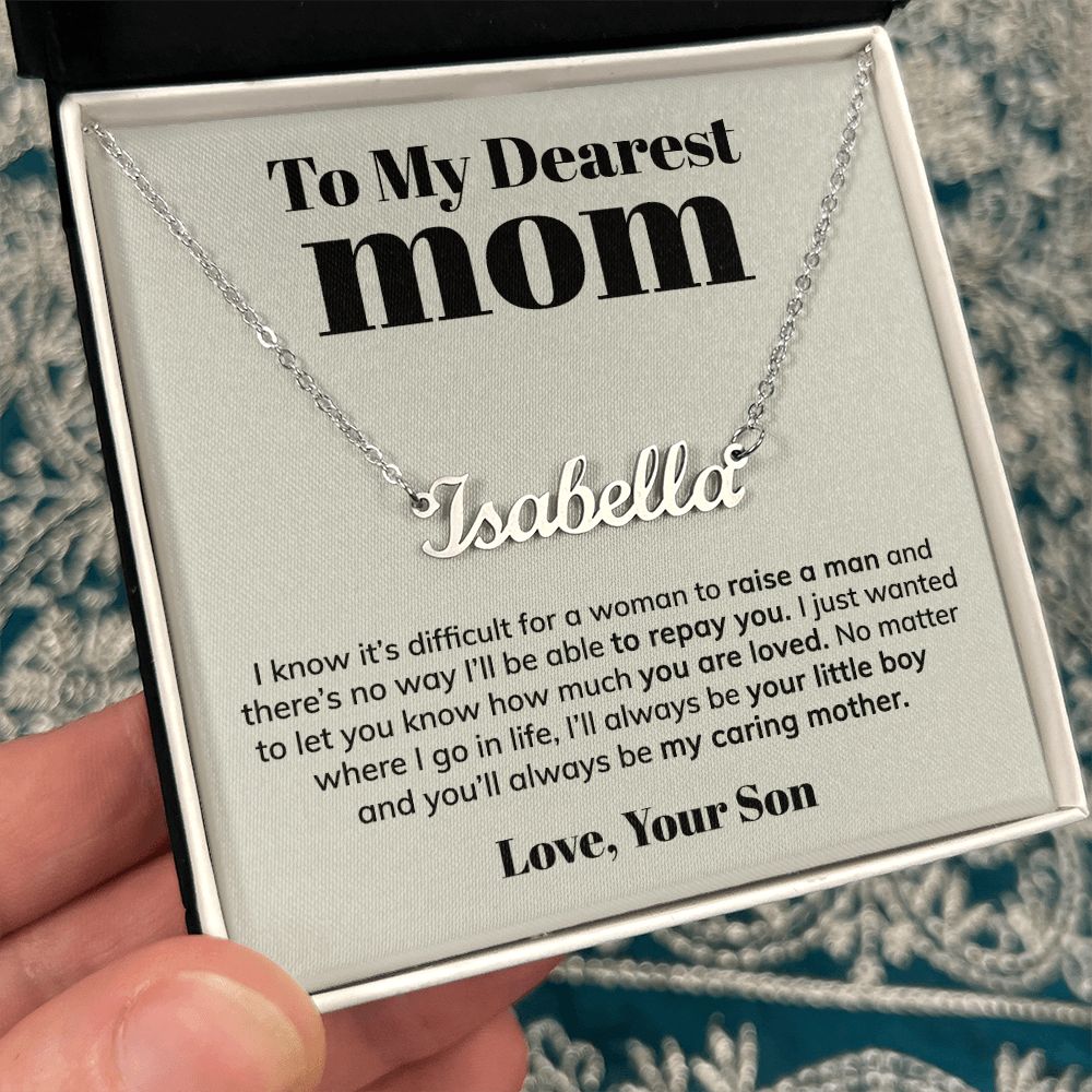 Mom Raise A Man, Personalized Name Necklace, Mother's Day Gift Idea From Son, Custom Name Jewelry