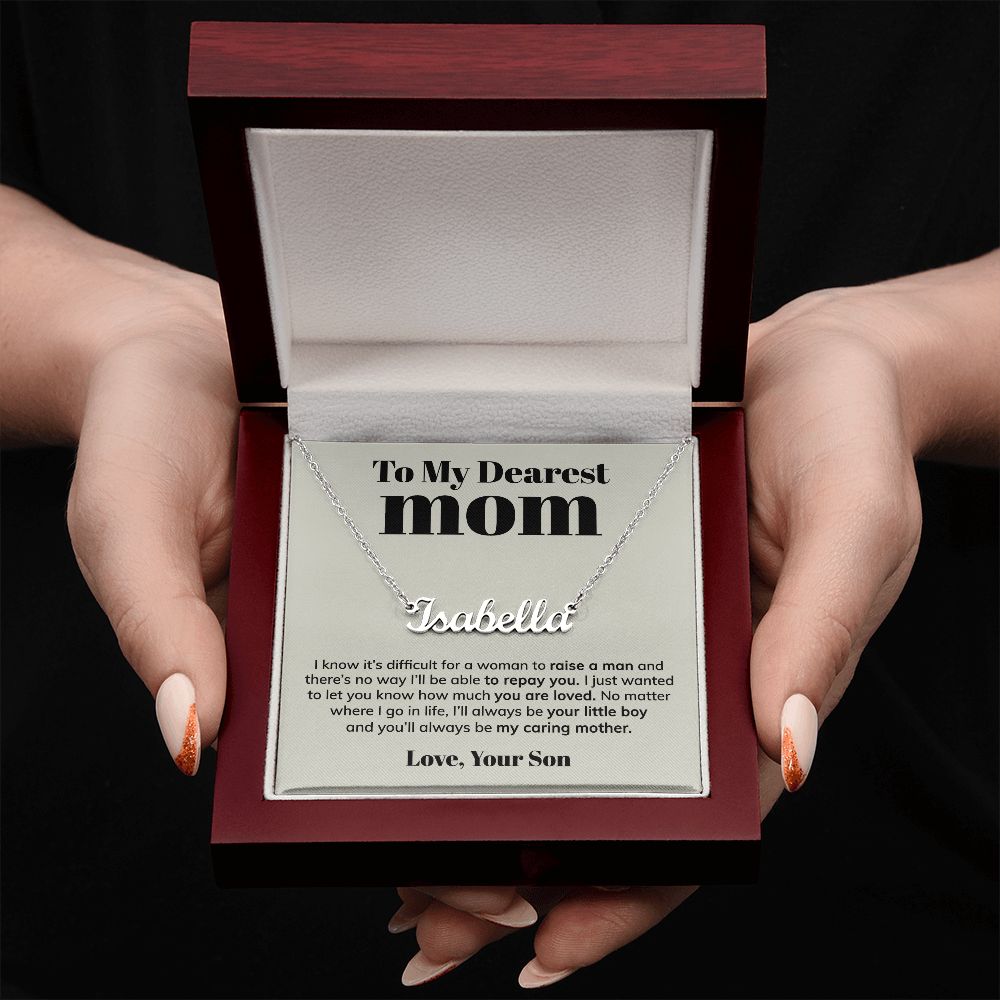Mom Raise A Man, Personalized Name Necklace, Mother's Day Gift Idea From Son, Custom Name Jewelry
