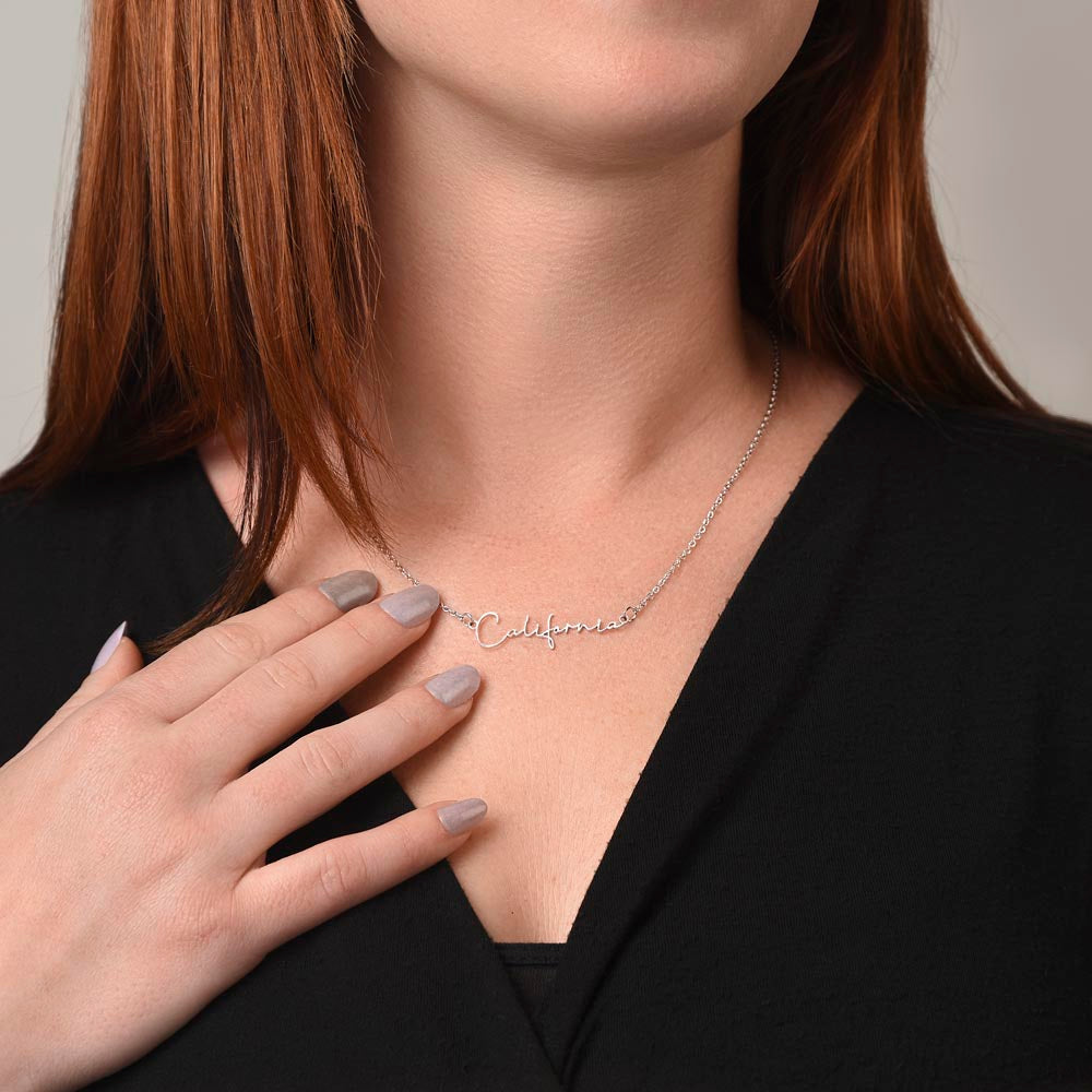 Personalized Signature  Name Necklace For Mom, Custom Gift For Mom From Son