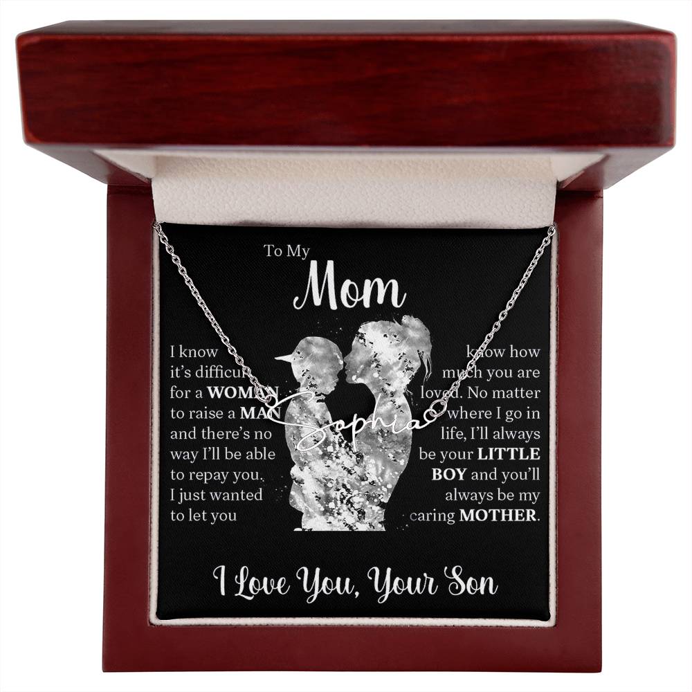 Personalized Signature  Name Necklace For Mom, Custom Gift For Mom From Son