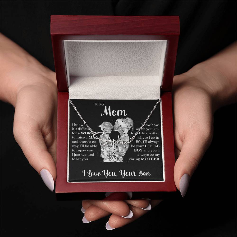 Personalized Signature  Name Necklace For Mom, Custom Gift For Mom From Son