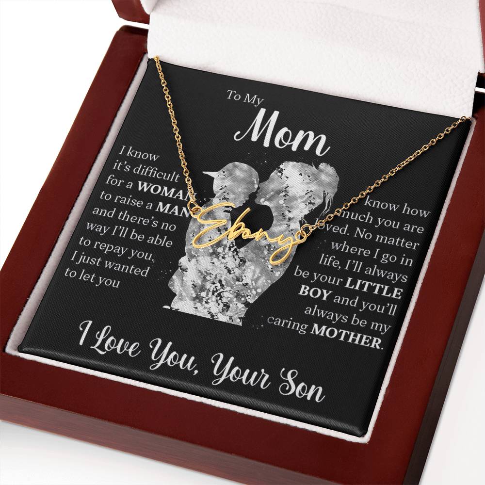 Personalized Signature  Name Necklace For Mom, Custom Gift For Mom From Son