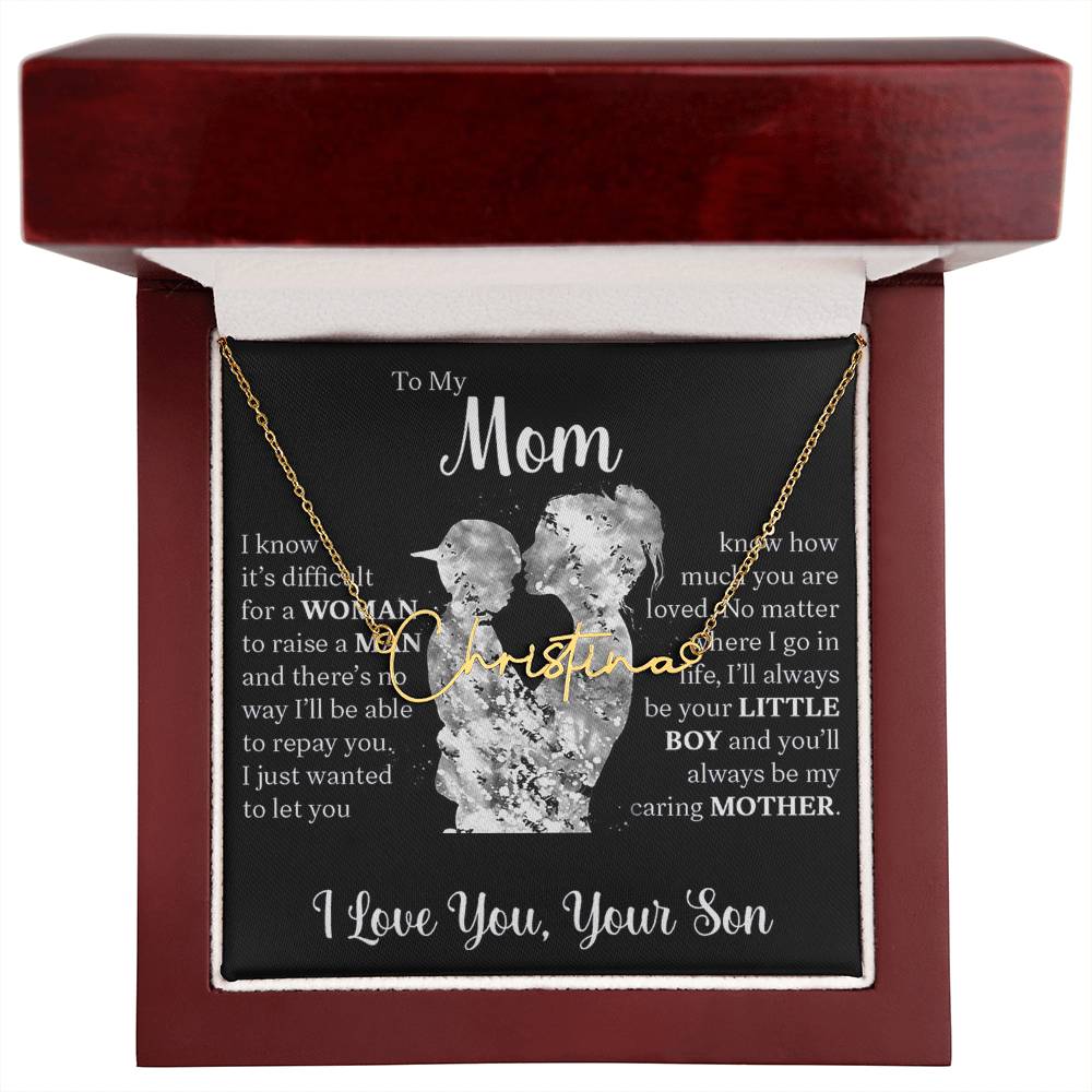 Personalized Signature  Name Necklace For Mom, Custom Gift For Mom From Son