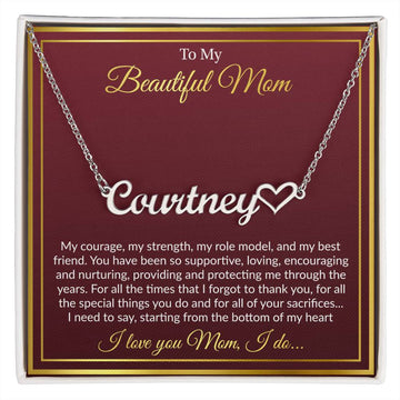 Personalized Name Necklace For Mom With Heart Symbol, Gift For Mom From Son, Mother's day, Christmas, Birthday Gift