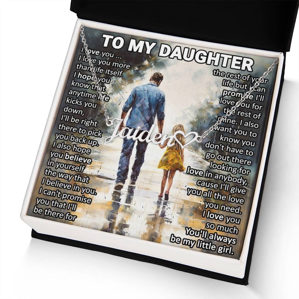 To My Daughter I My Little Girl I Custom Name Necklace, Heart Character