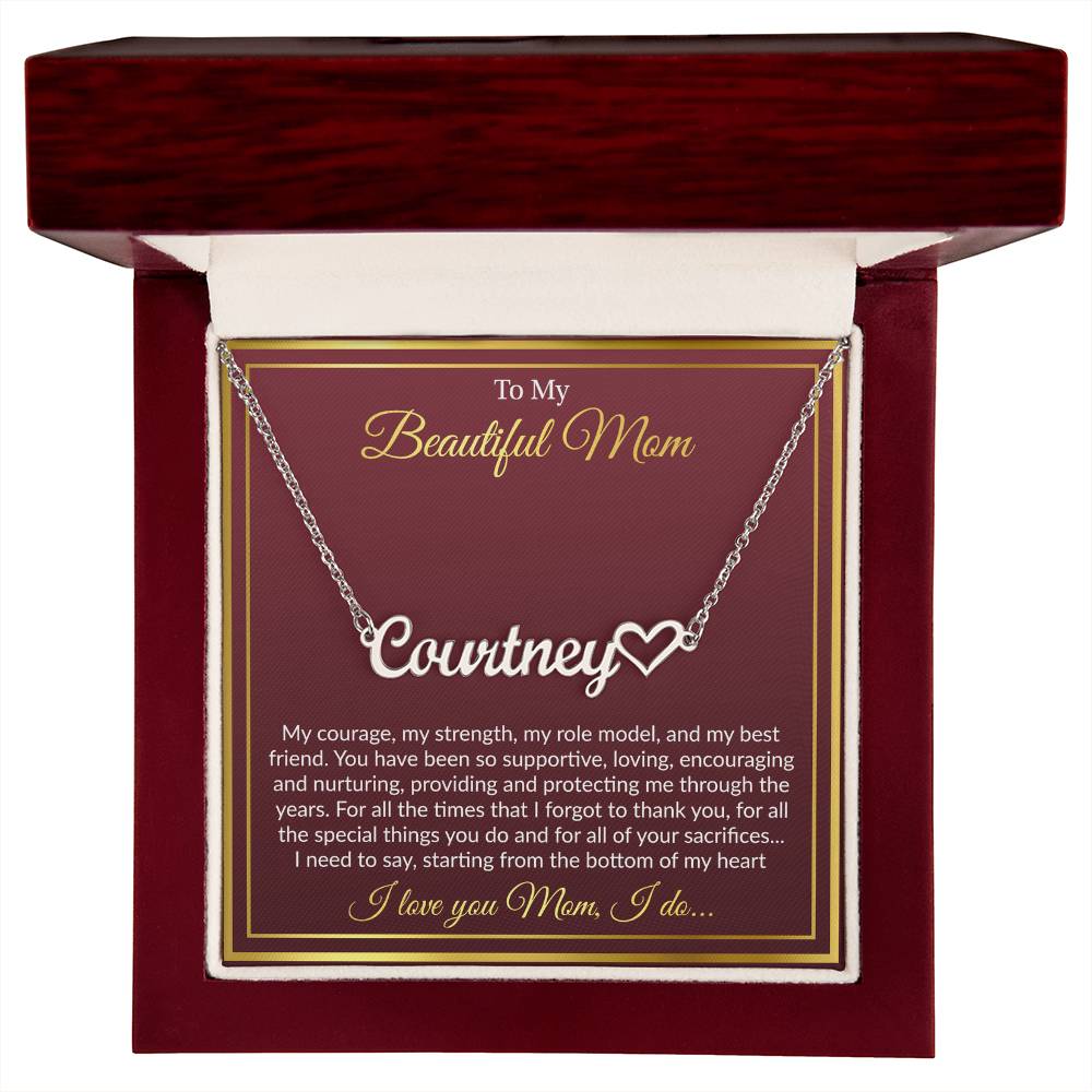 Personalized Name Necklace For Mom With Heart Symbol, Gift For Mom From Son, Mother's day, Christmas, Birthday Gift