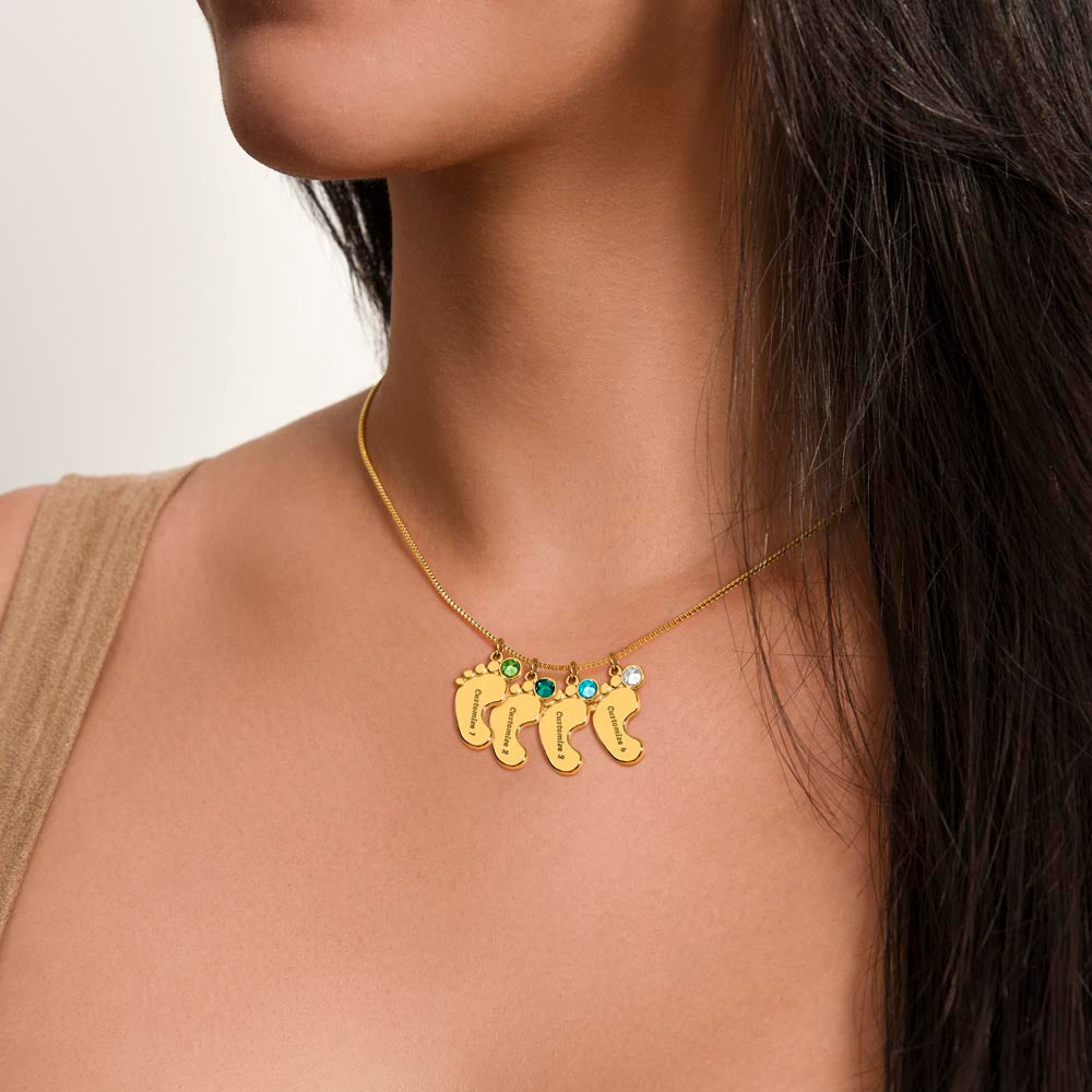 Mom You Mean More To Me, Custom Baby Feet Necklace