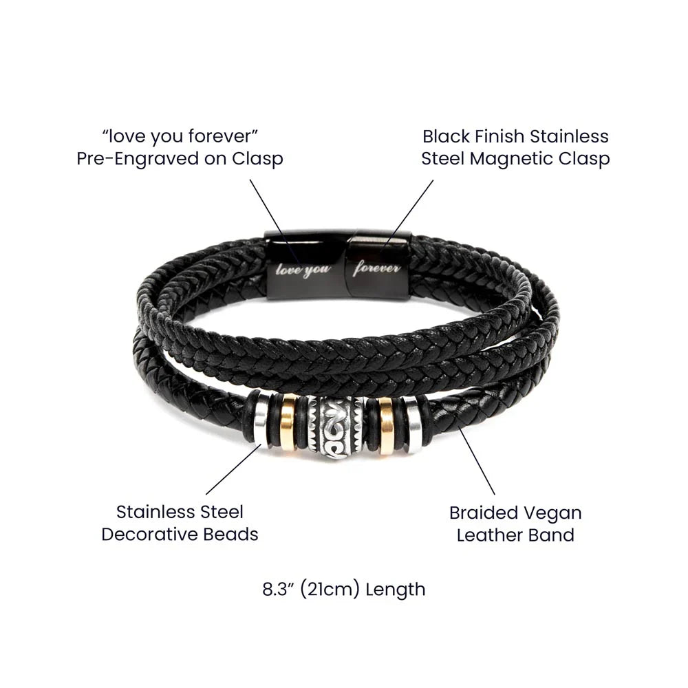 To My Son Bracelet | Love You Forever | Black Bracelet For Him