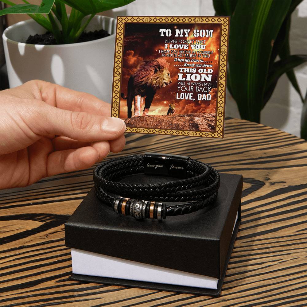 To My Son I This Old Lion Will Always Have Your Back I Love You Forever Bracelet I Gift For Son From Dad