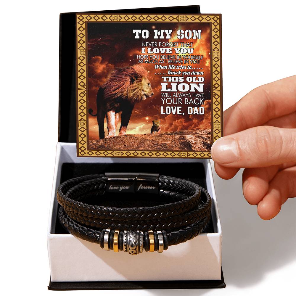 To My Son I This Old Lion Will Always Have Your Back I Love You Forever Bracelet I Gift For Son From Dad