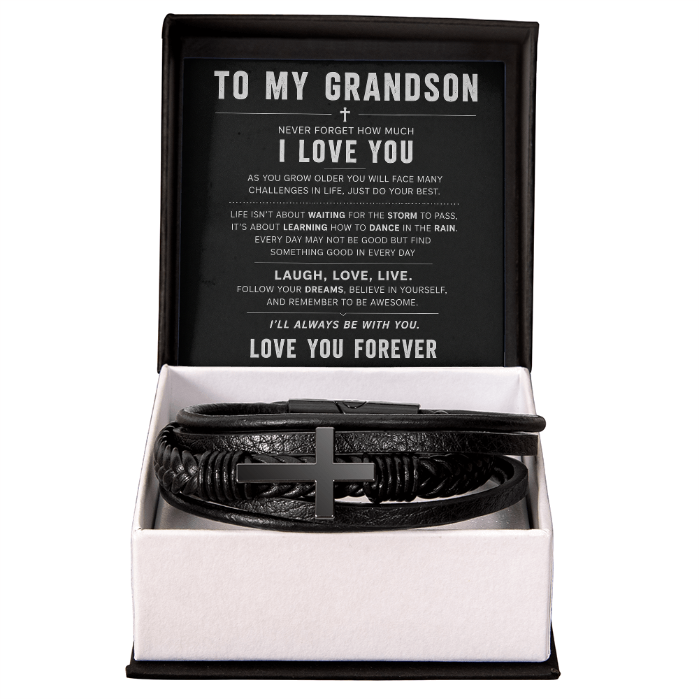 To My Grandson Cross Bracelet – Inspirational Christian Bracelet Gift for Grandson