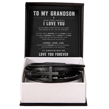 To My Grandson Cross Bracelet – Inspirational Christian Bracelet Gift for Grandson