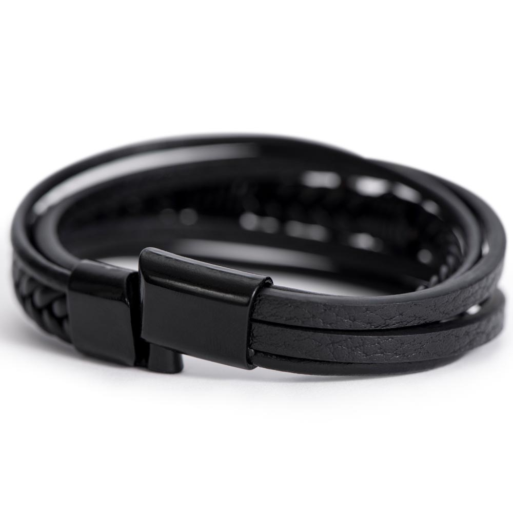 Grandson Encouragement Bracelet – Men's Leather Cross Gift for Grandson