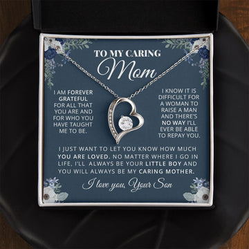 Mom My Caring Mother, Forever Love Necklace, Gift For Mom From Son, Mother's Day Gift Idea