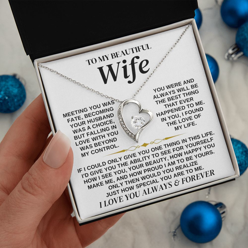 To My Beautiful Wife | Meeting You Was Fate | Forever Love Necklace | Romantic Gift for Wife
