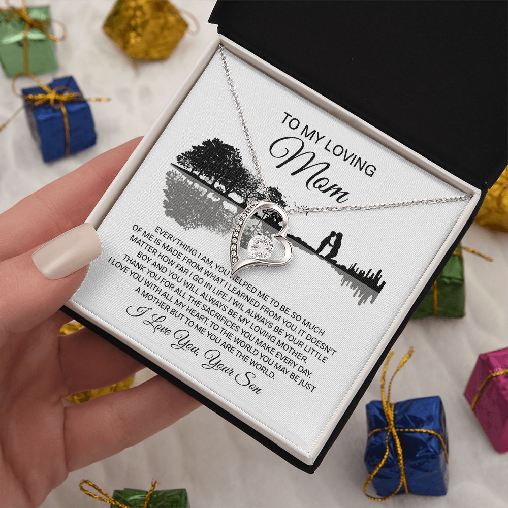 Loving Mom You Are The World, Forever Love Necklace, Mother's Day Gift Idea, Necklace For Mom from Son