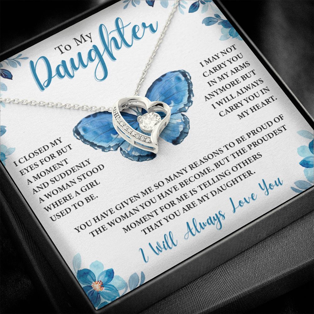 To My Daughter - Proud Of You, Forever Love Necklace Gift