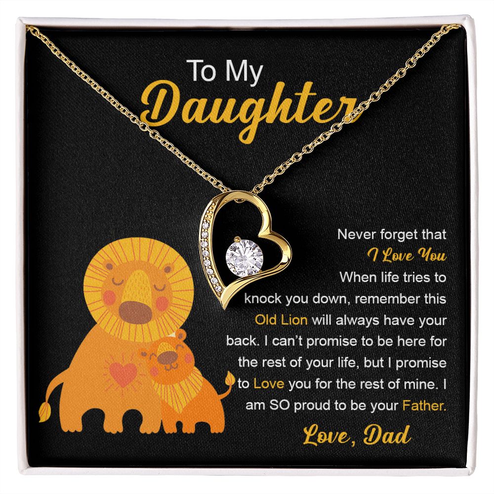 To My Daughter Gift From Dad | This Old Lion Will Always Have Your Back | Forever Love Necklace