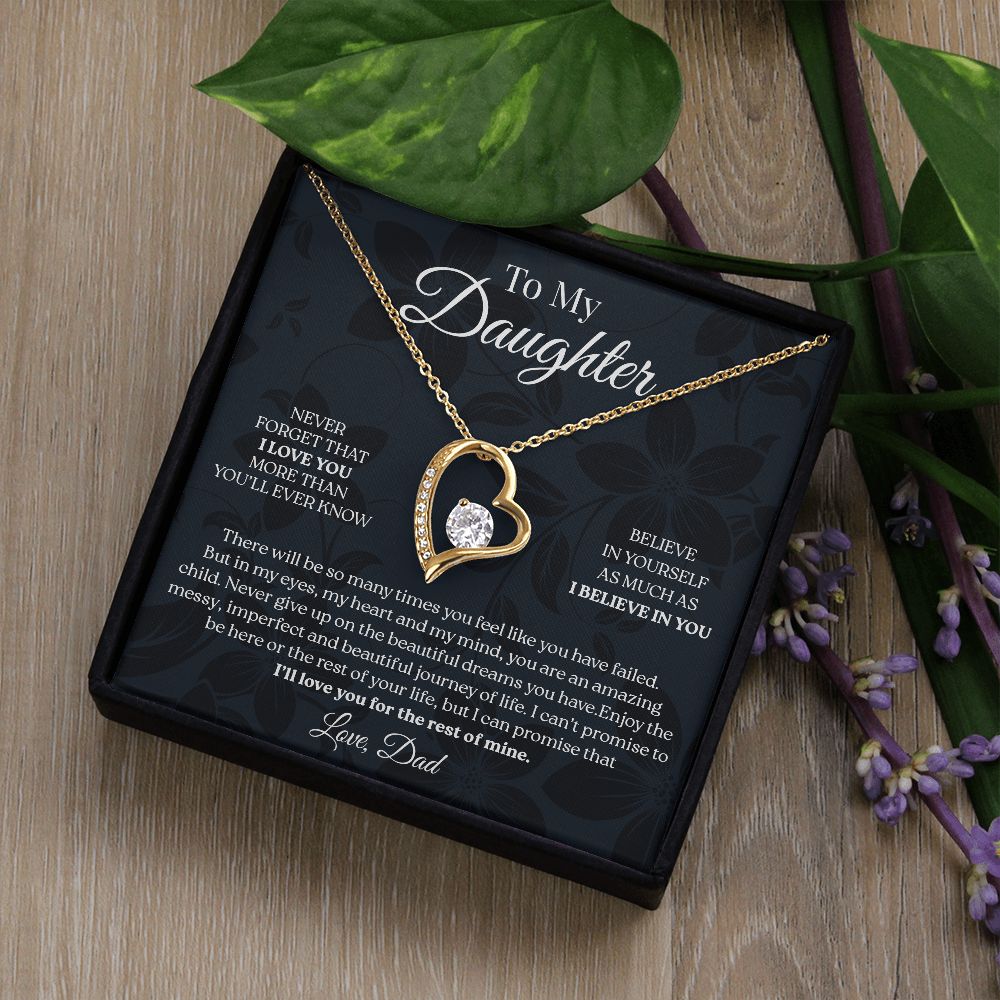 To My Daughter - Never Give Up, Forever Love Necklace Gift