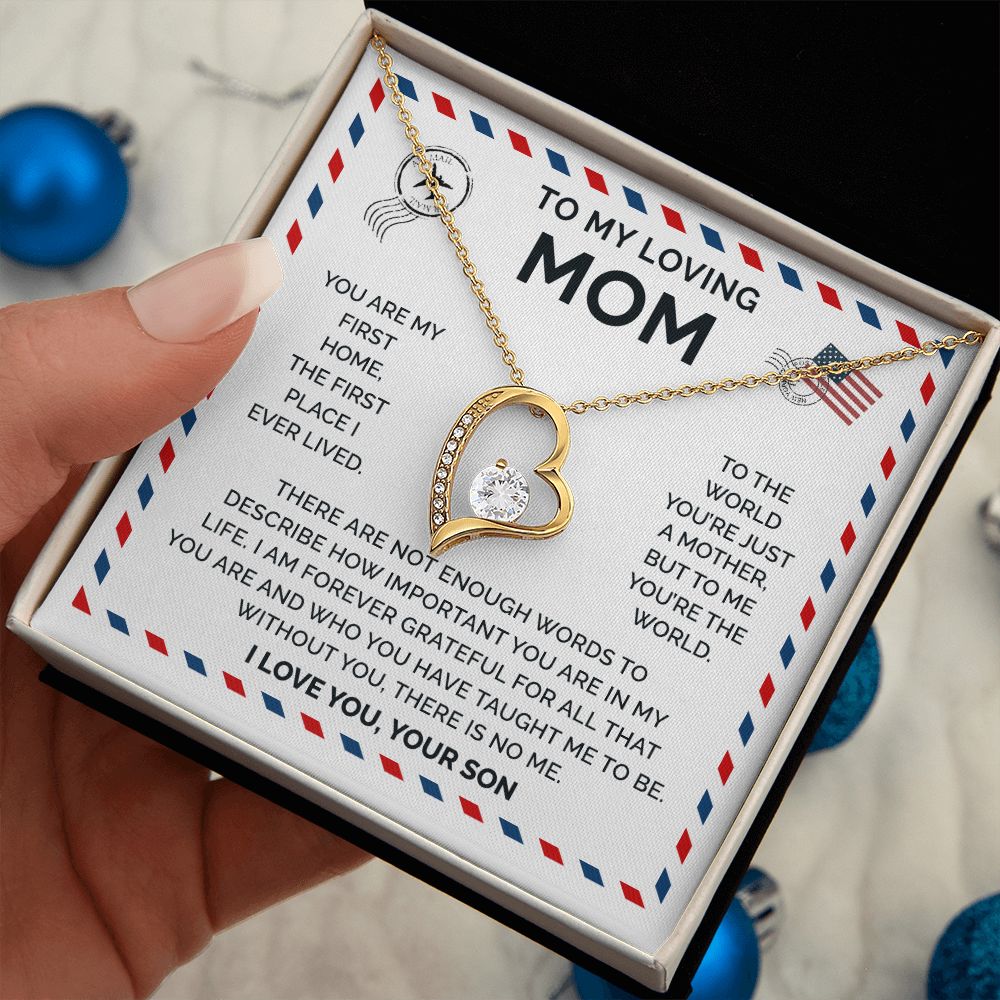 Mom You Are The World, Forever Love Necklace, Perfect Gift For Mother From Son