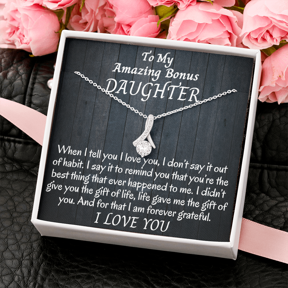 Amazing Bonus Daughter | I Love You | Necklace With Luxury Box