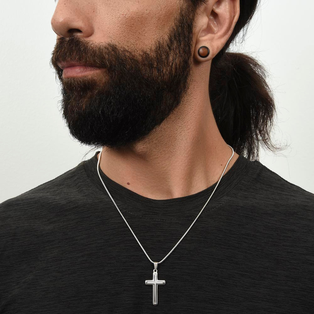 To My Caring Father -  I'll Always Be Your Little Son, Cross Necklace Gift