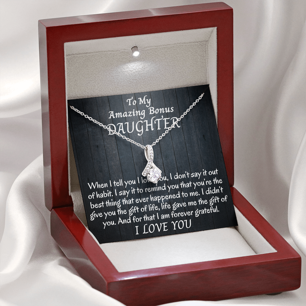 Amazing Bonus Daughter | I Love You | Necklace With Luxury Box