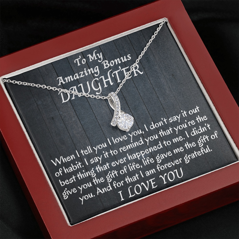 Amazing Bonus Daughter | I Love You | Necklace With Luxury Box