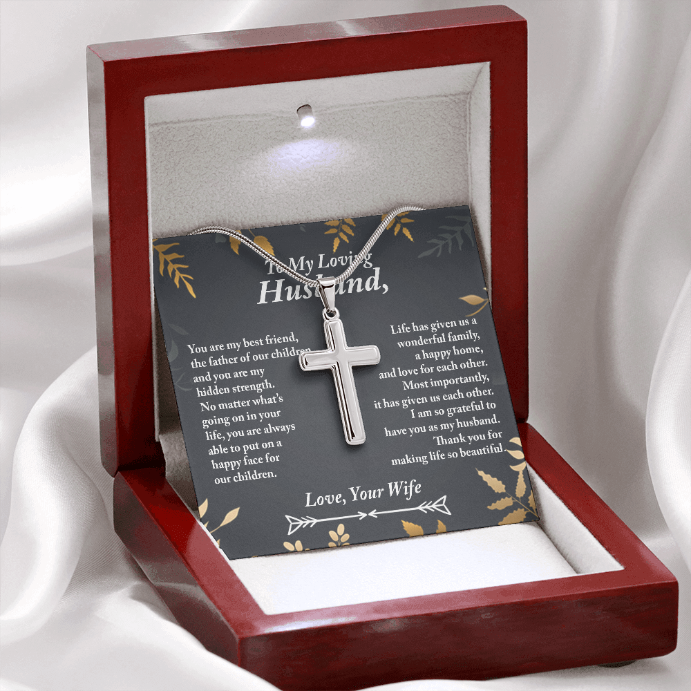 To My Husband Cross Necklace, Christmas Gift Ideas for Husband, Anniversary Gift for Him, Valentines Day Jewelry Gift
