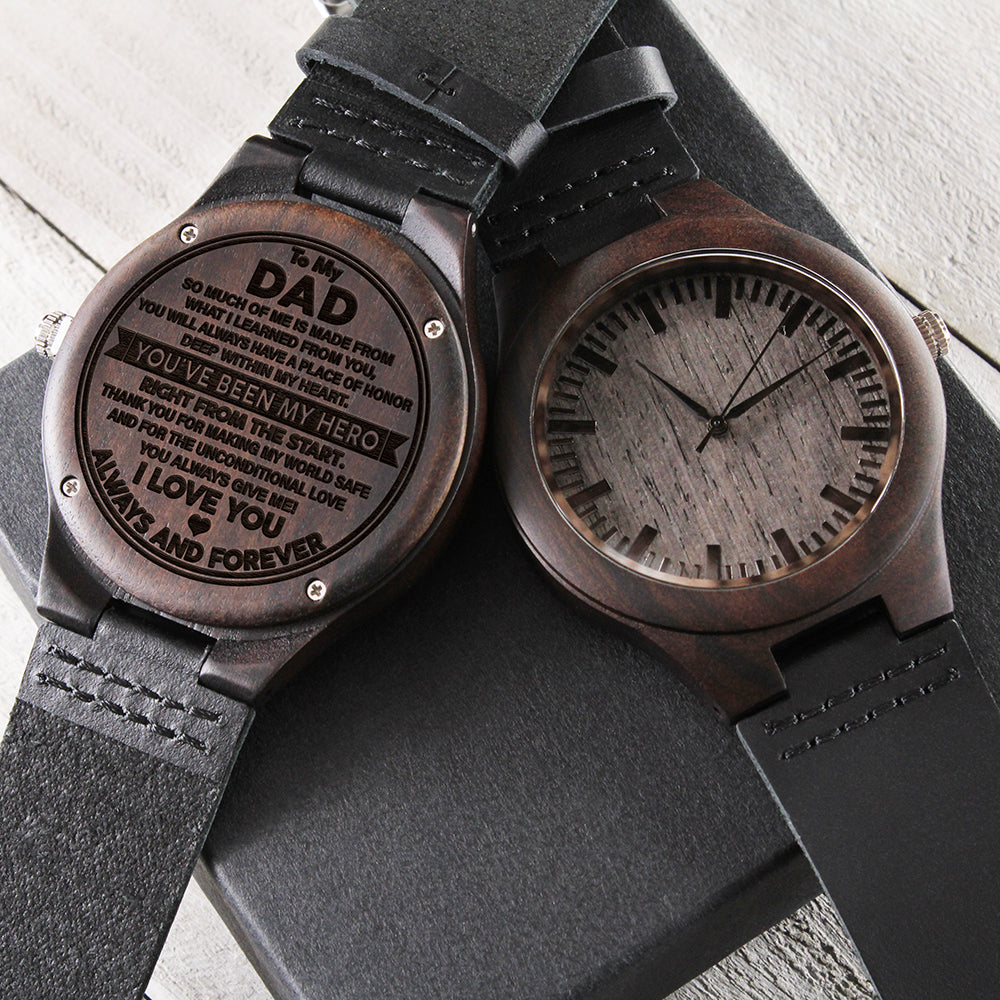 To My Dad | My World Safe | Engraved Wooden Watch