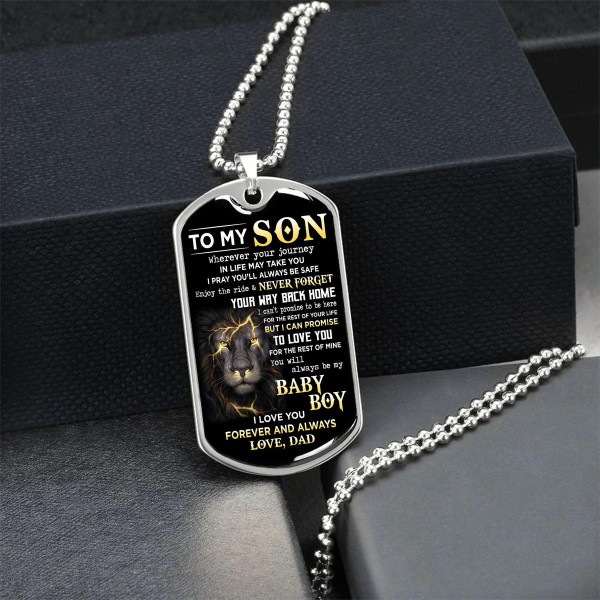 To My Son | Never Forget Your Way Back Home | Dog Tag Necklace | Gift For Son From Dad