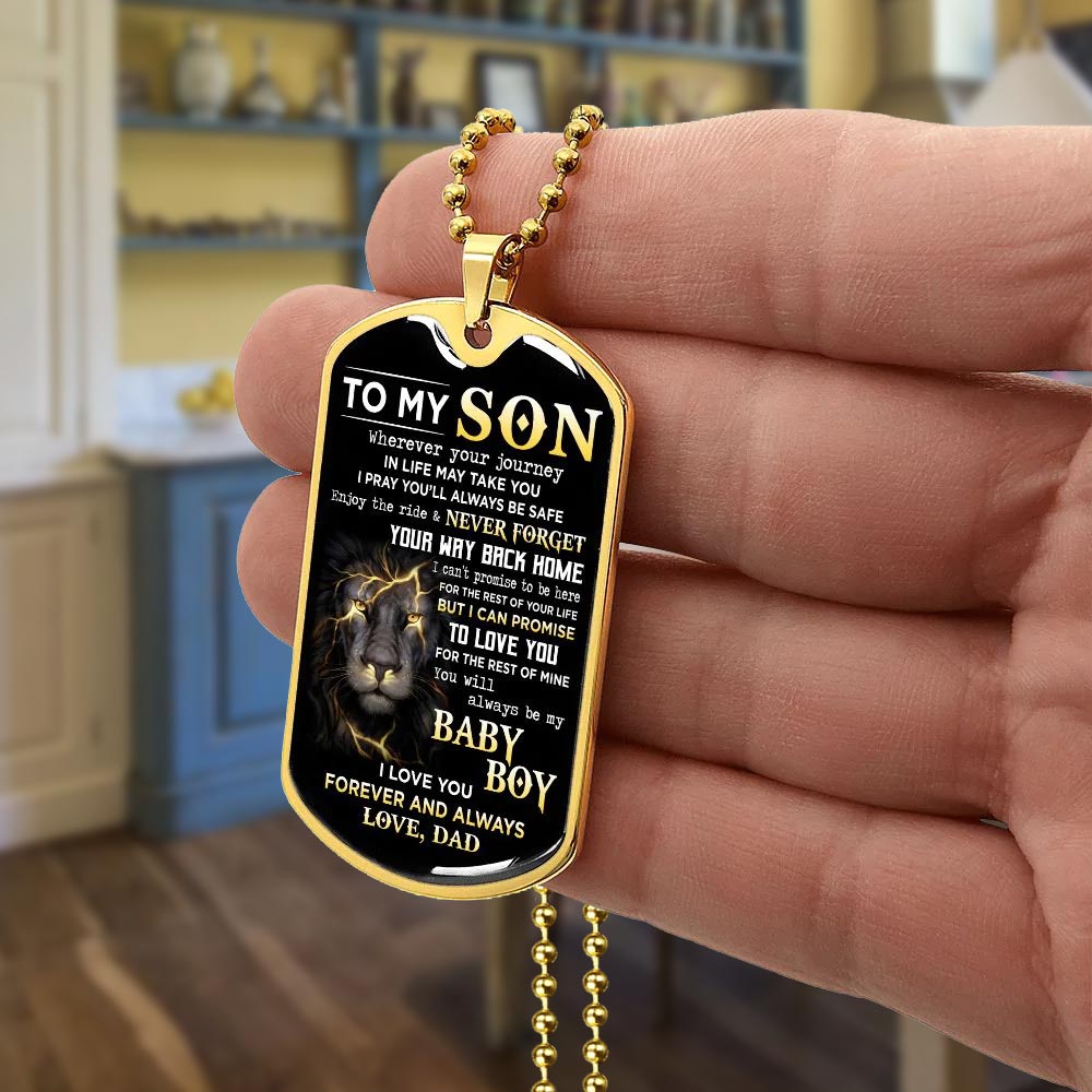 To My Son | Never Forget Your Way Back Home | Dog Tag Necklace | Gift For Son From Dad