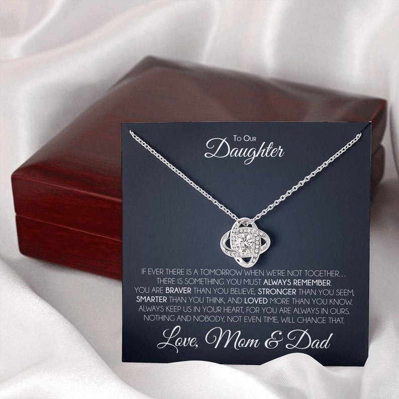 To Our Daughter | You're Always In Our Heart | Love Knot Necklace | Gift For Daughter From Mom & Dad