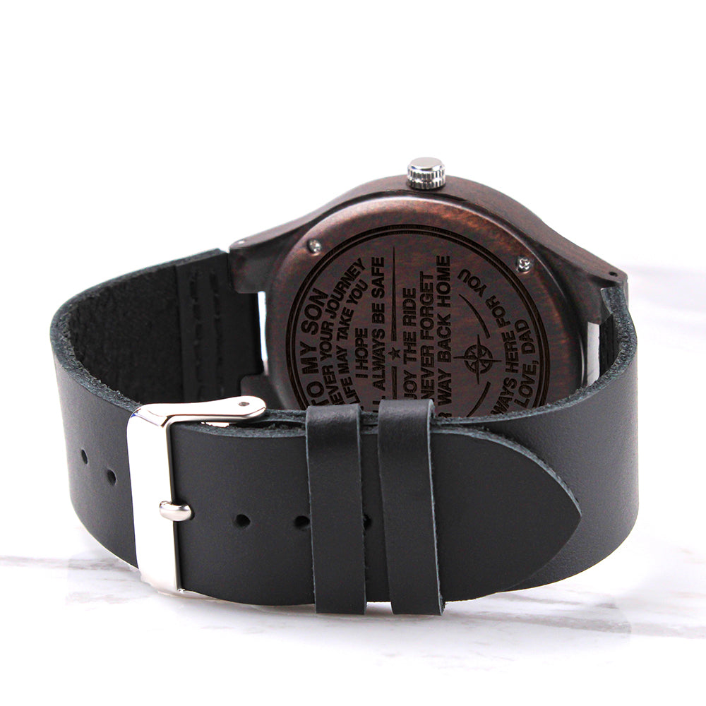 Son Way Back Home, Engraved Wooden Watch, Gift for Son from Dad