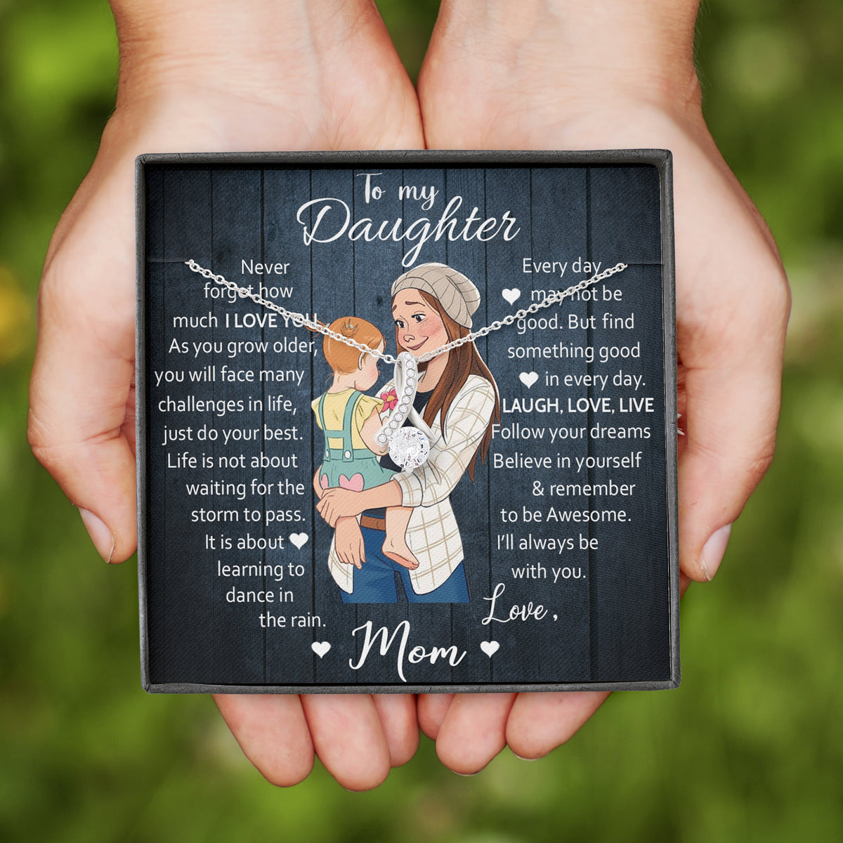 Daughter Gift from Mom | Laugh Love Live | Alluring Beauty Necklace