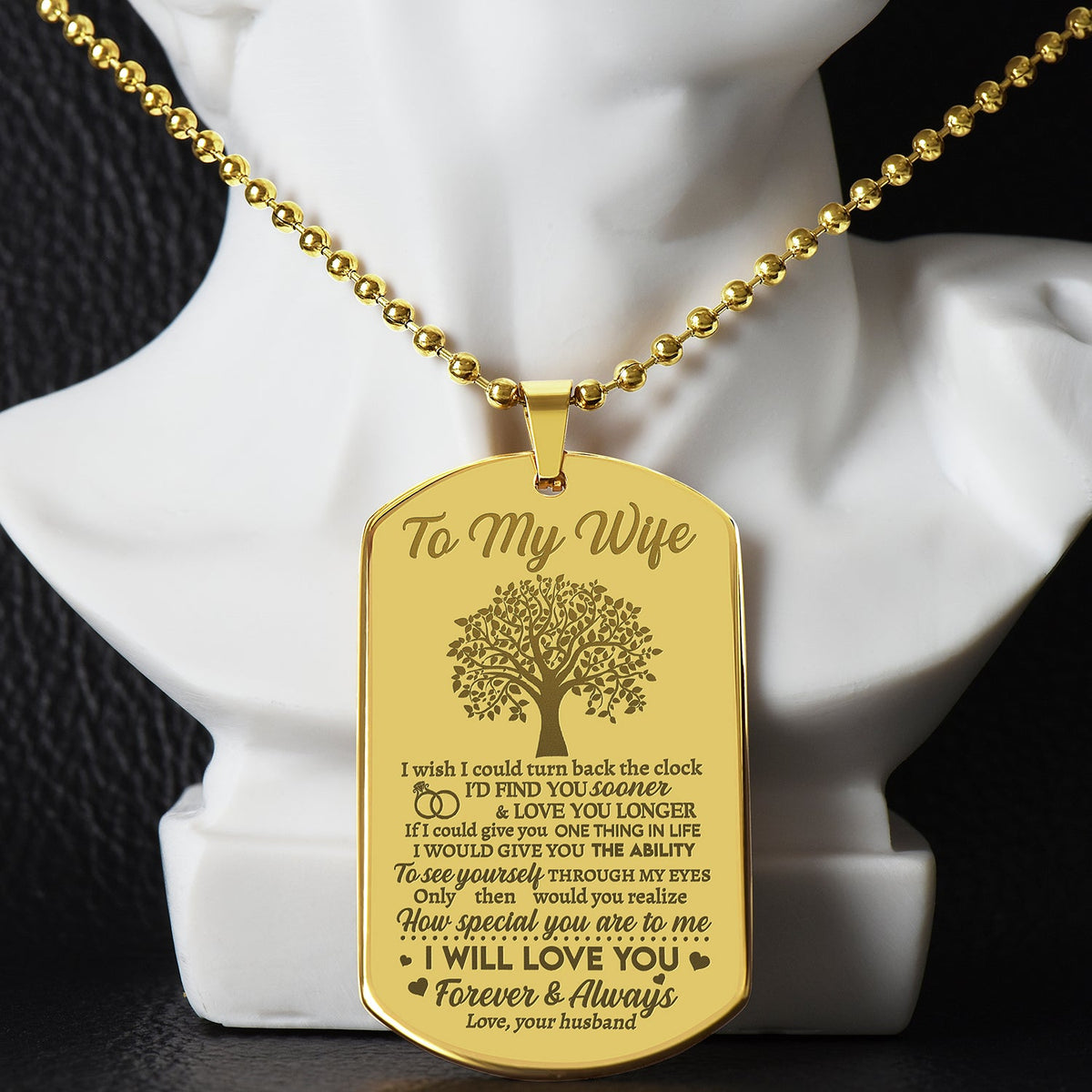 Wife I Will Love You, Engraved Dog Tag Necklace, Romantic Gift For Your Wife