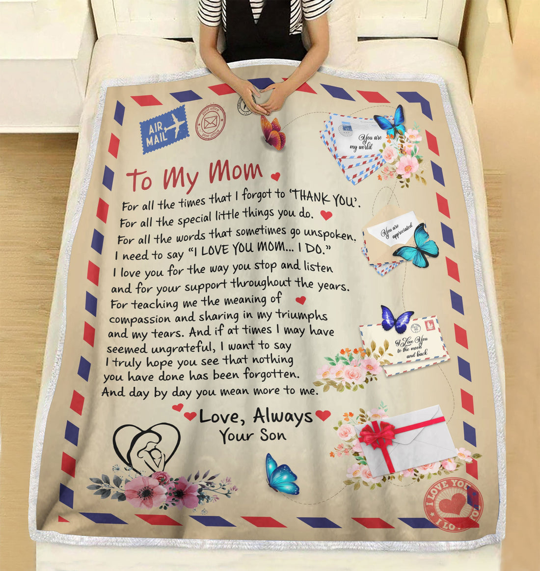 To My Mom Fleece Blanket, Gift From Daughter